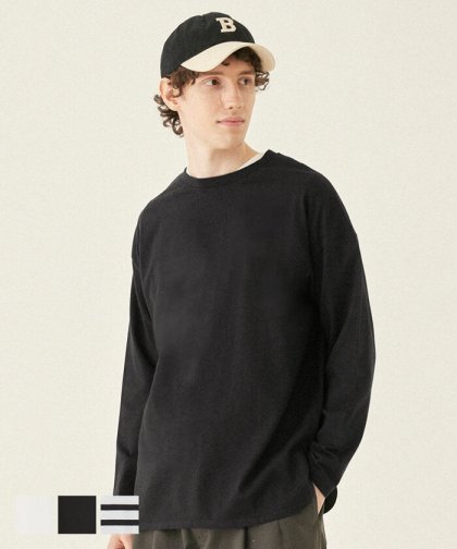 Tシャツ メンズ サイドスリット ロングTシャツ 無地 長袖 クルーネック リブ レイヤード カットソー ボーダー メール便不可 24ss coca コカ